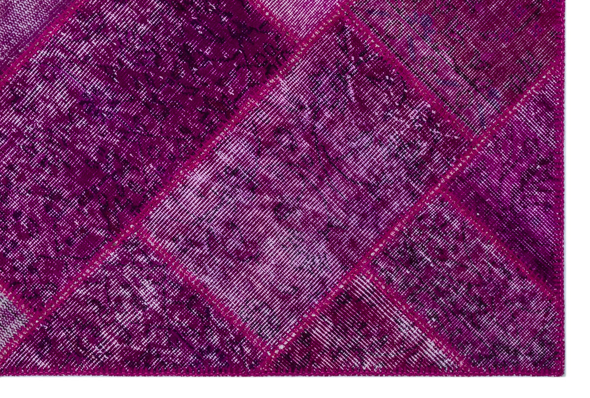 Fuchsia Over Dyed Patchwork Unique Rug 3&#39;11&#39;&#39; x 5&#39;11&#39;&#39; ft 120 x 180 cm