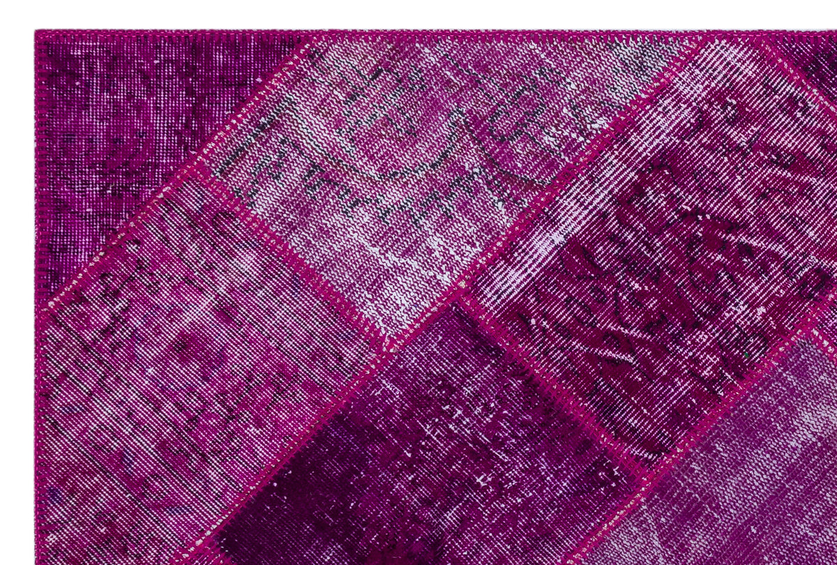 Fuchsia Over Dyed Patchwork Unique Rug 3&#39;11&#39;&#39; x 5&#39;11&#39;&#39; ft 120 x 180 cm