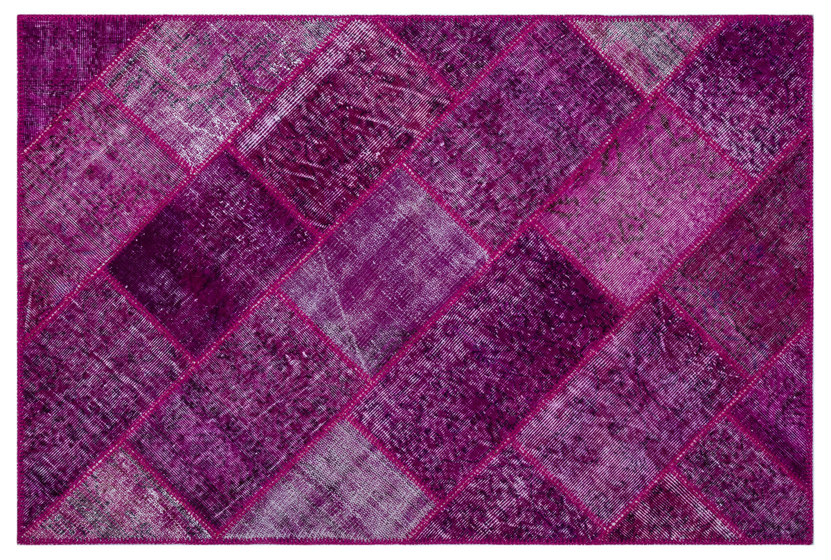 Fuchsia Over Dyed Patchwork Unique Rug 3&#39;11&#39;&#39; x 5&#39;11&#39;&#39; ft 120 x 180 cm