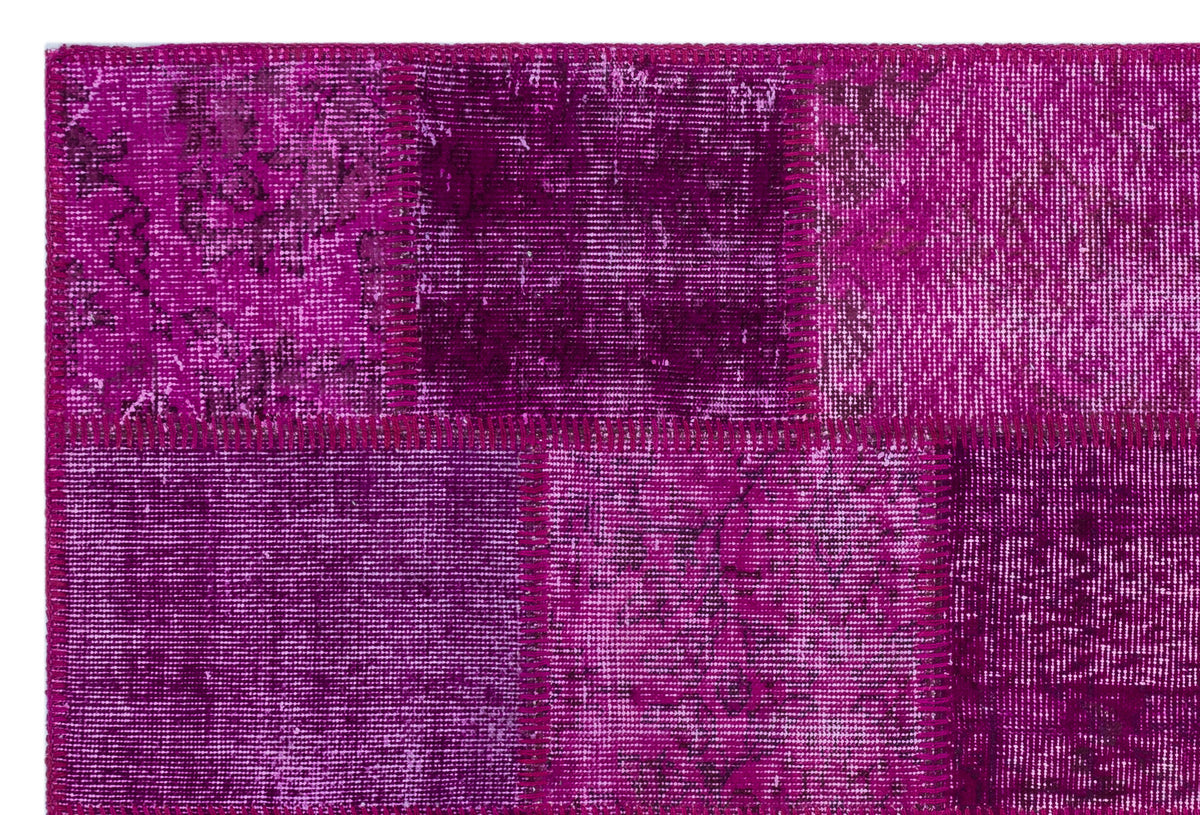 Fuchsia Over Dyed Patchwork Unique Rug 3&#39;11&#39;&#39; x 5&#39;11&#39;&#39; ft 120 x 180 cm