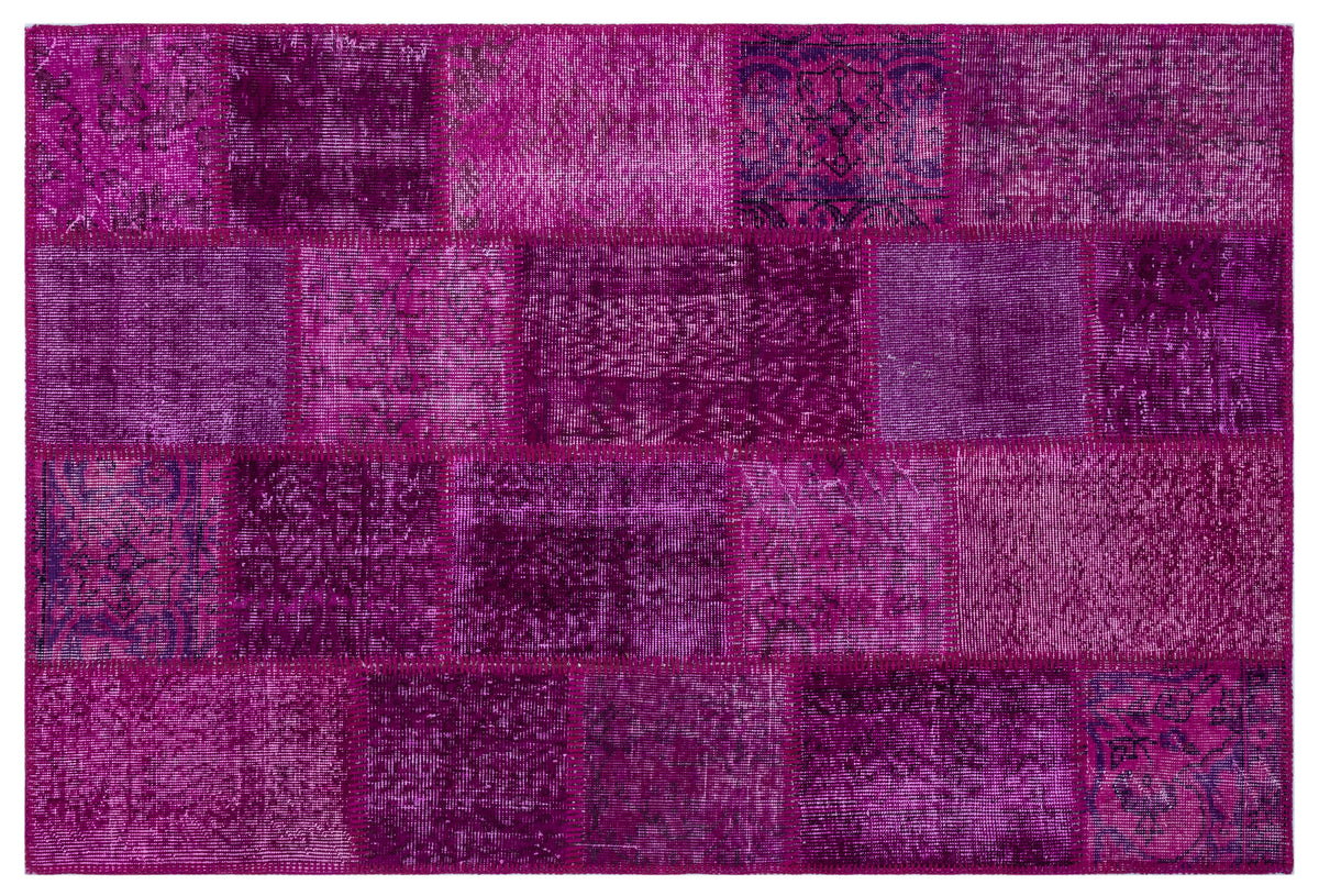 Fuchsia Over Dyed Patchwork Unique Rug 3&#39;11&#39;&#39; x 5&#39;11&#39;&#39; ft 120 x 180 cm