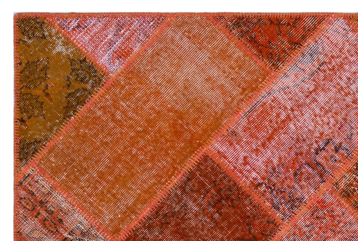 Red Over Dyed Patchwork Unique Rug 3&#39;11&#39;&#39; x 5&#39;11&#39;&#39; ft 120 x 180 cm