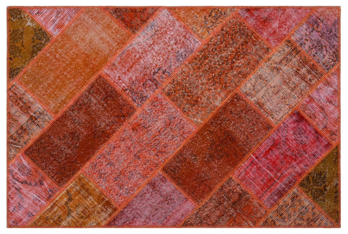 Red Over Dyed Patchwork Unique Rug 3&#39;11&#39;&#39; x 5&#39;11&#39;&#39; ft 120 x 180 cm