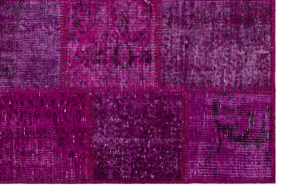 Fuchsia Over Dyed Patchwork Unique Rug 3&#39;11&#39;&#39; x 5&#39;11&#39;&#39; ft 120 x 180 cm