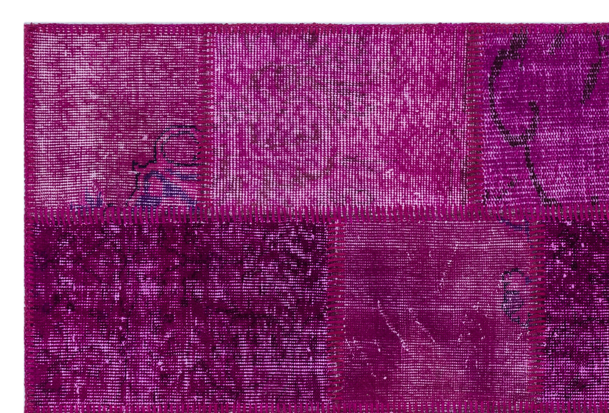 Fuchsia Over Dyed Patchwork Unique Rug 3&#39;11&#39;&#39; x 5&#39;11&#39;&#39; ft 120 x 180 cm