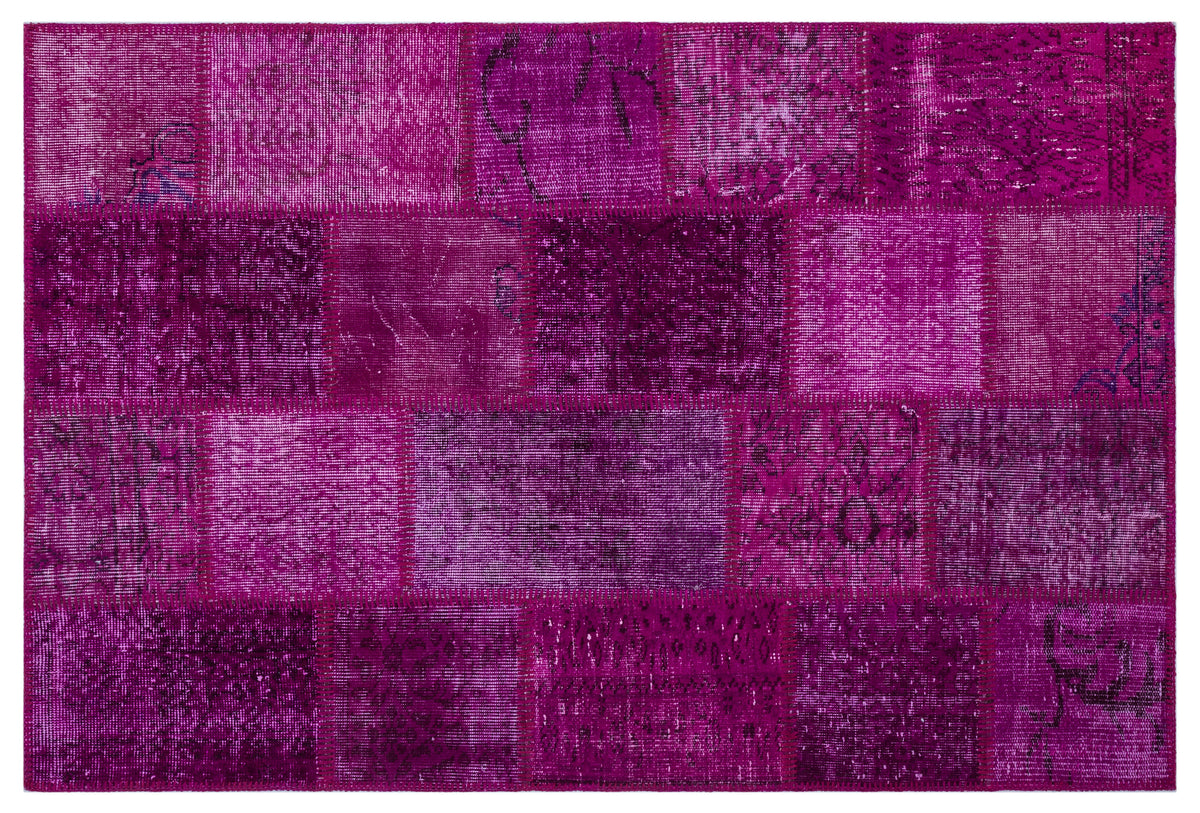 Fuchsia Over Dyed Patchwork Unique Rug 3&#39;11&#39;&#39; x 5&#39;11&#39;&#39; ft 120 x 180 cm