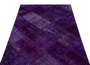 Purple Over Dyed Patchwork Unique Rug 3'11'' x 5'11'' ft 120 x 180 cm