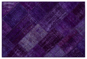 Purple Over Dyed Patchwork Unique Rug 3'11'' x 5'11'' ft 120 x 180 cm