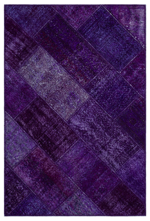 Purple Over Dyed Patchwork Unique Rug 3'11'' x 5'11'' ft 120 x 180 cm