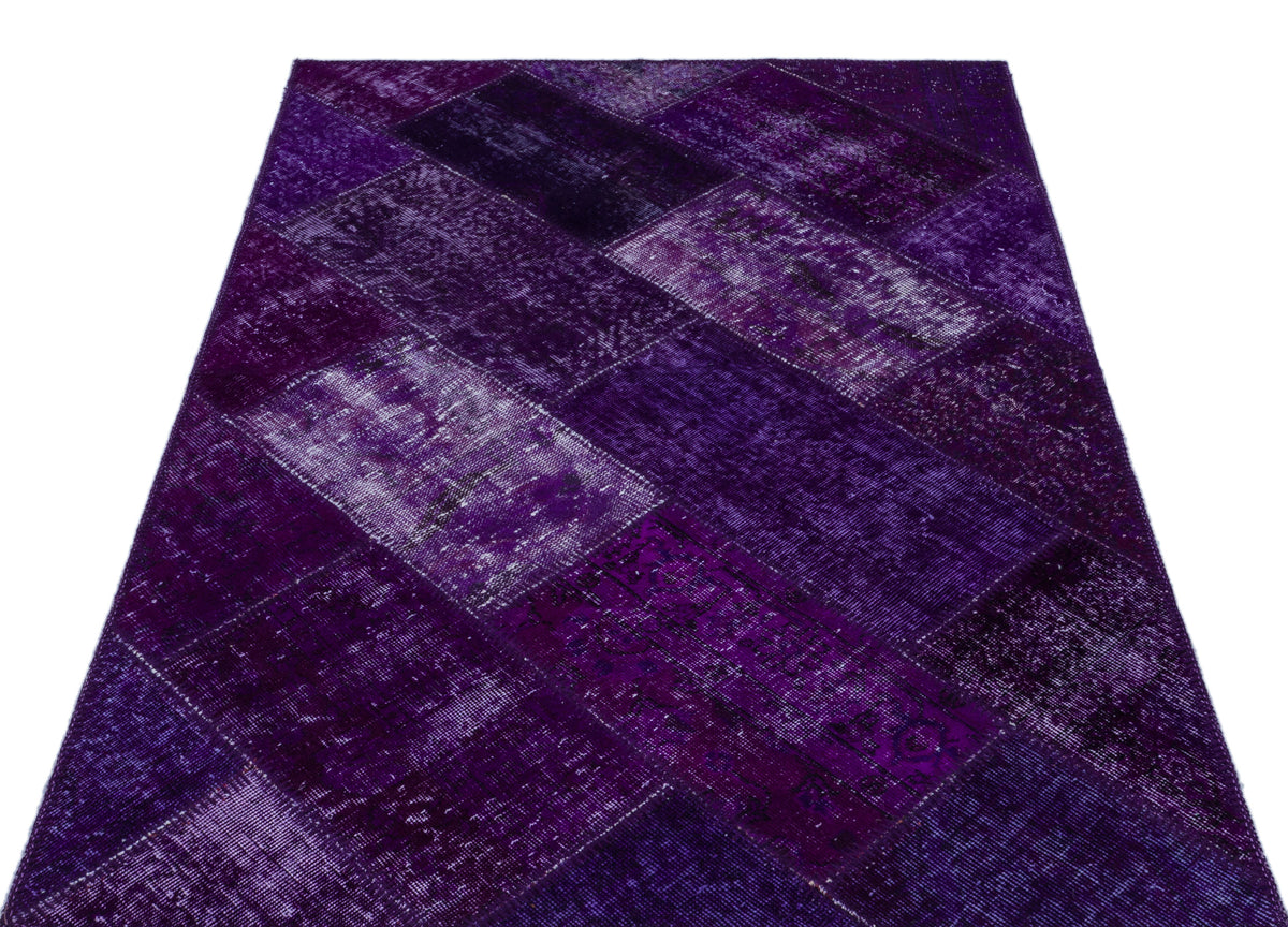 Purple Over Dyed Patchwork Unique Rug 3&#39;11&#39;&#39; x 5&#39;11&#39;&#39; ft 120 x 180 cm
