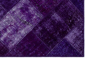 Purple Over Dyed Patchwork Unique Rug 3'11'' x 5'11'' ft 120 x 180 cm
