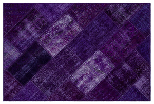 Purple Over Dyed Patchwork Unique Rug 3'11'' x 5'11'' ft 120 x 180 cm