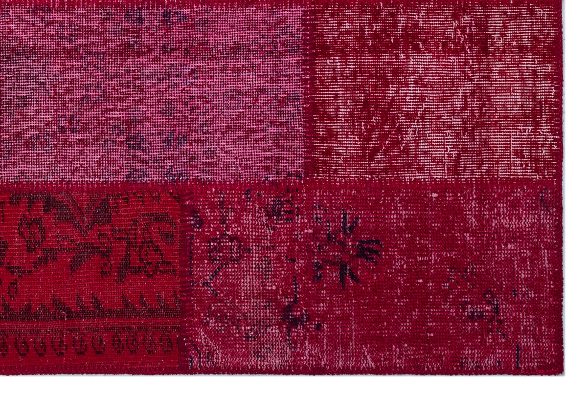 Red Over Dyed Patchwork Unique Rug 3&#39;11&#39;&#39; x 5&#39;11&#39;&#39; ft 120 x 180 cm
