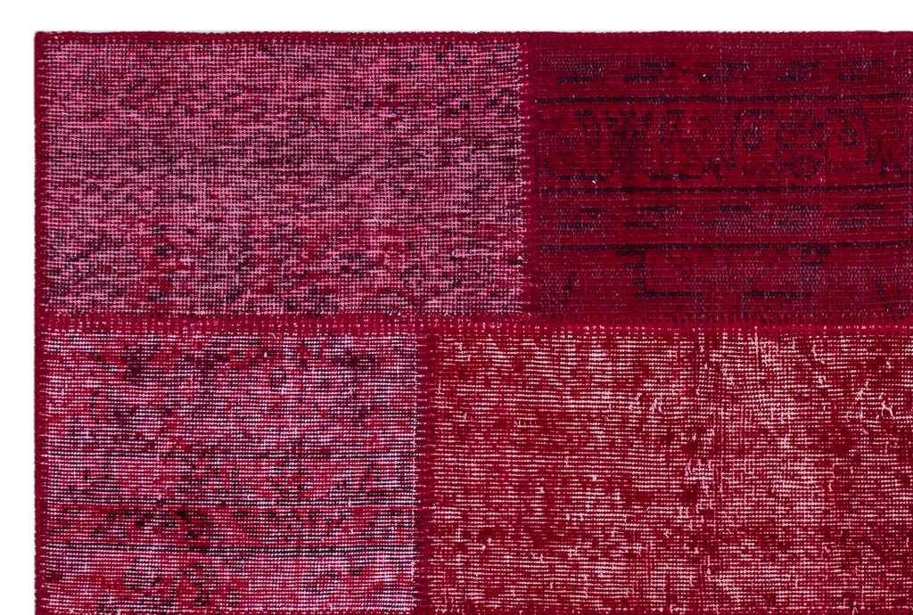 Red Over Dyed Patchwork Unique Rug 3'11'' x 5'11'' ft 120 x 180 cm