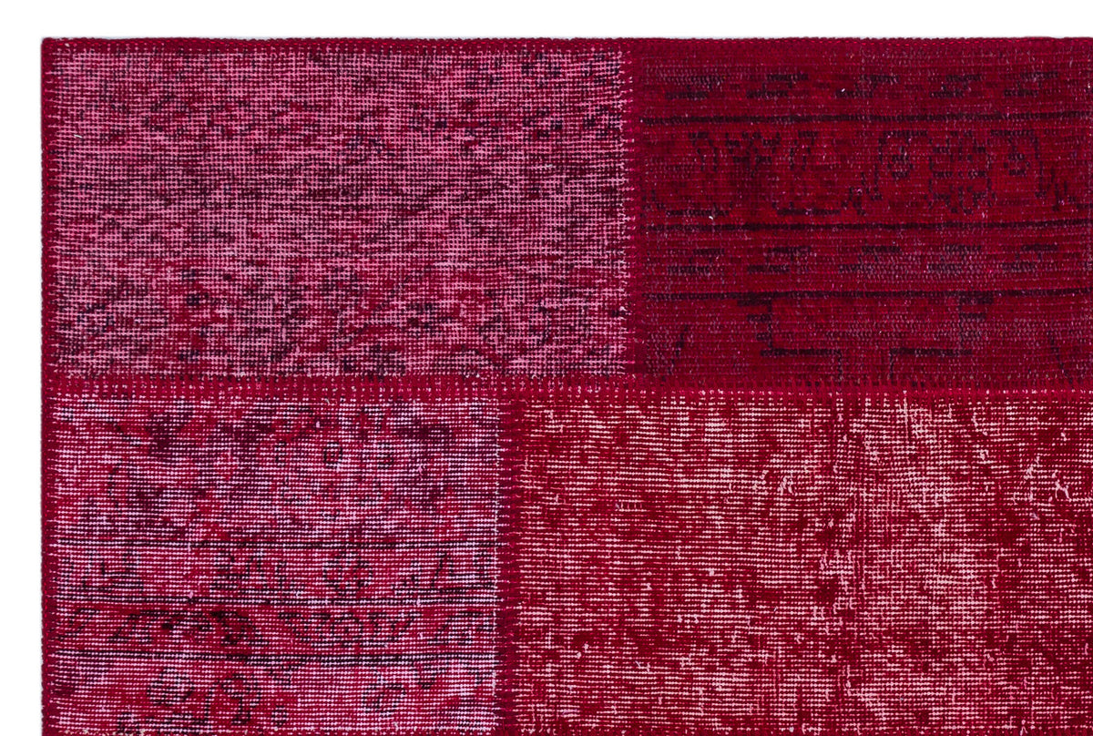 Red Over Dyed Patchwork Unique Rug 3&#39;11&#39;&#39; x 5&#39;11&#39;&#39; ft 120 x 180 cm