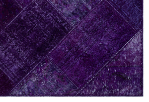 Purple Over Dyed Patchwork Unique Rug 3'11'' x 5'11'' ft 120 x 180 cm