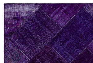 Purple Over Dyed Patchwork Unique Rug 3'11'' x 5'11'' ft 120 x 180 cm