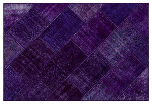 Purple Over Dyed Patchwork Unique Rug 3'11'' x 5'11'' ft 120 x 180 cm