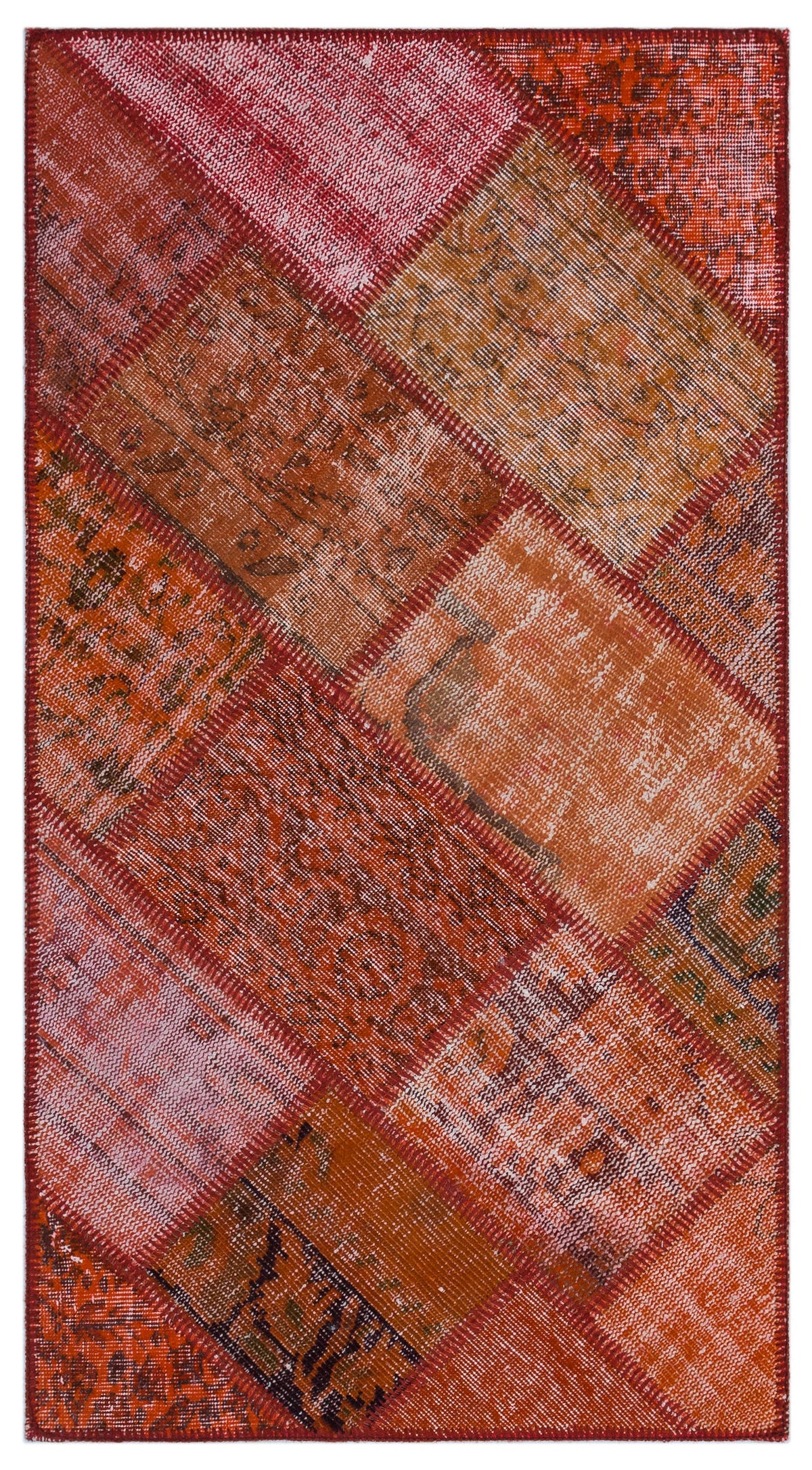Red Over Dyed Patchwork Unique Rug 2&#39;8&#39;&#39; x 4&#39;11&#39;&#39; ft 82 x 151 cm