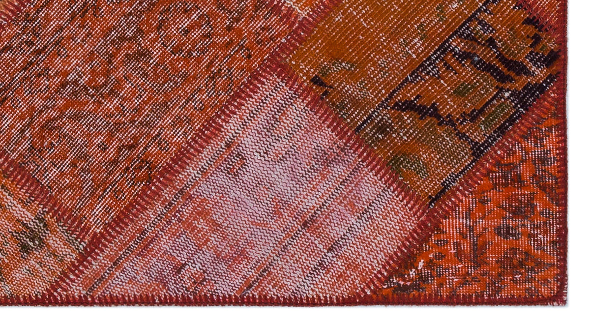 Red Over Dyed Patchwork Unique Rug 2&#39;8&#39;&#39; x 4&#39;11&#39;&#39; ft 82 x 151 cm