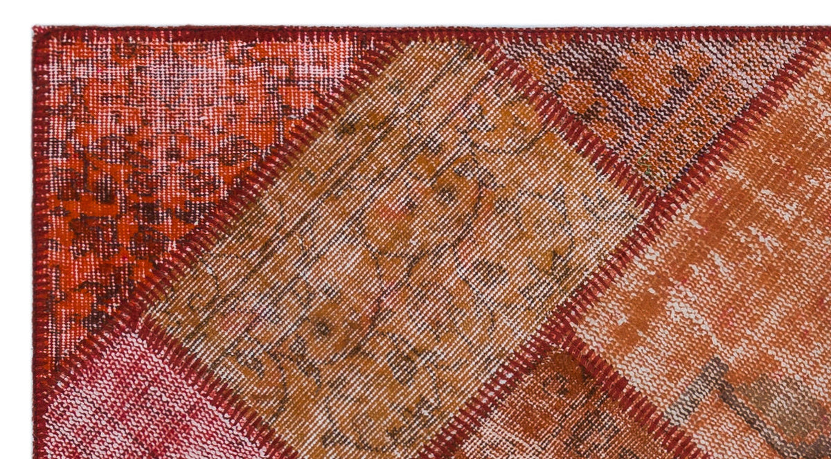 Red Over Dyed Patchwork Unique Rug 2&#39;8&#39;&#39; x 4&#39;11&#39;&#39; ft 82 x 151 cm