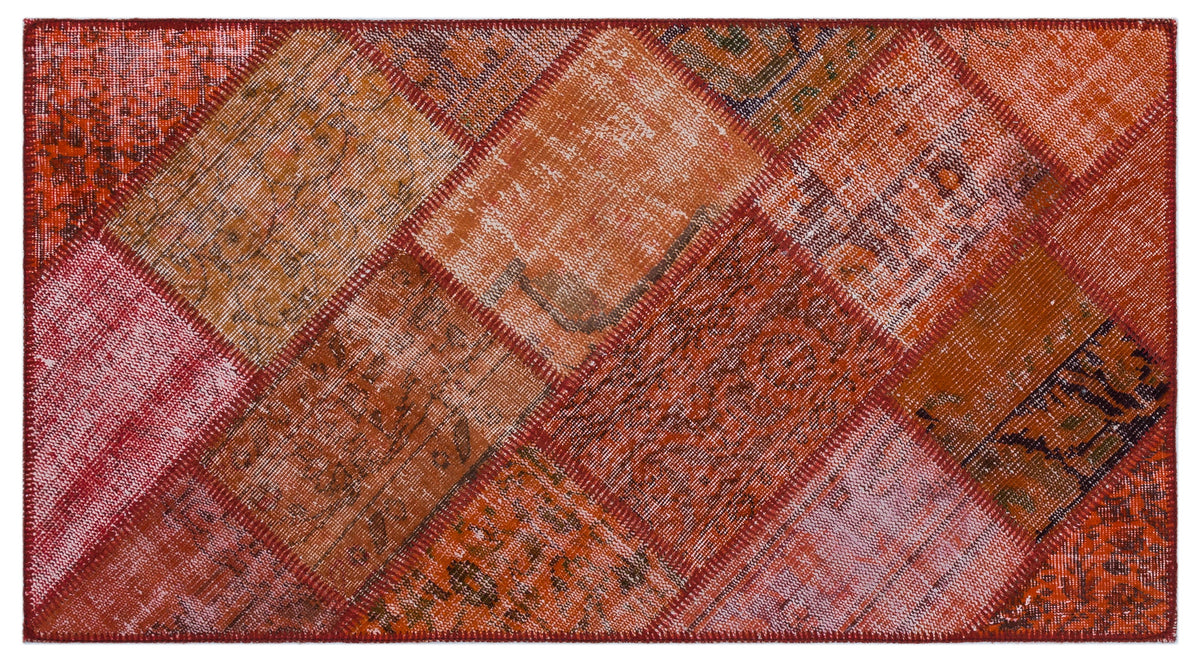 Red Over Dyed Patchwork Unique Rug 2&#39;8&#39;&#39; x 4&#39;11&#39;&#39; ft 82 x 151 cm