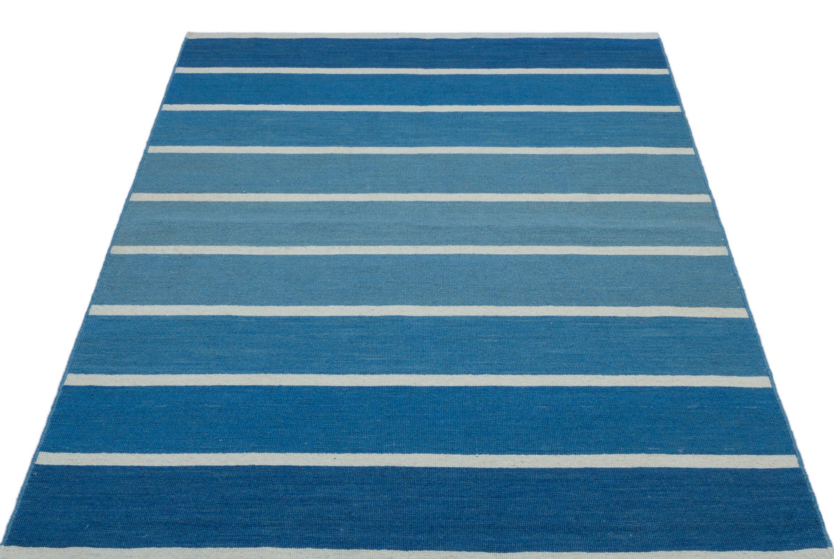 Striped Over Dyed Kilim Rug 4&#39;0&#39;&#39; x 5&#39;10&#39;&#39; ft 123 x 178 cm