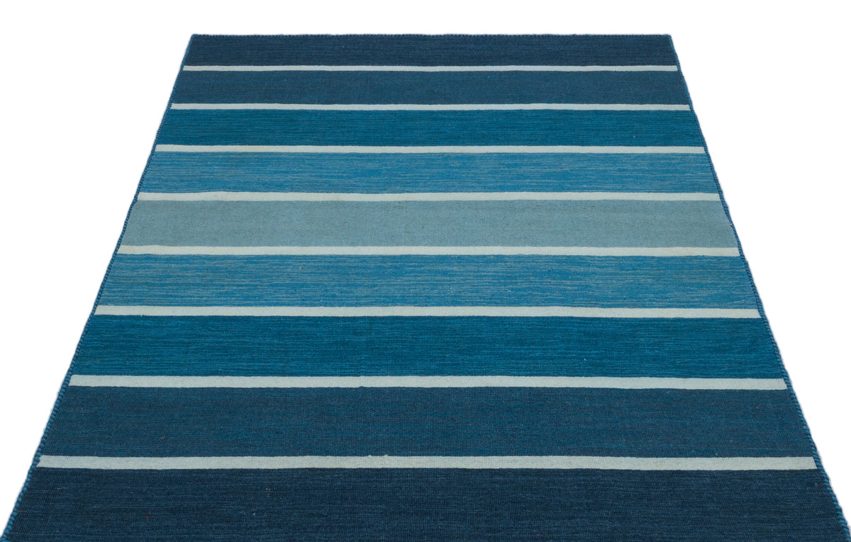 Striped Over Dyed Kilim Rug 4&#39;2&#39;&#39; x 5&#39;8&#39;&#39; ft 126 x 173 cm