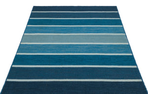 Striped Over Dyed Kilim Rug 4'2'' x 5'8'' ft 126 x 173 cm