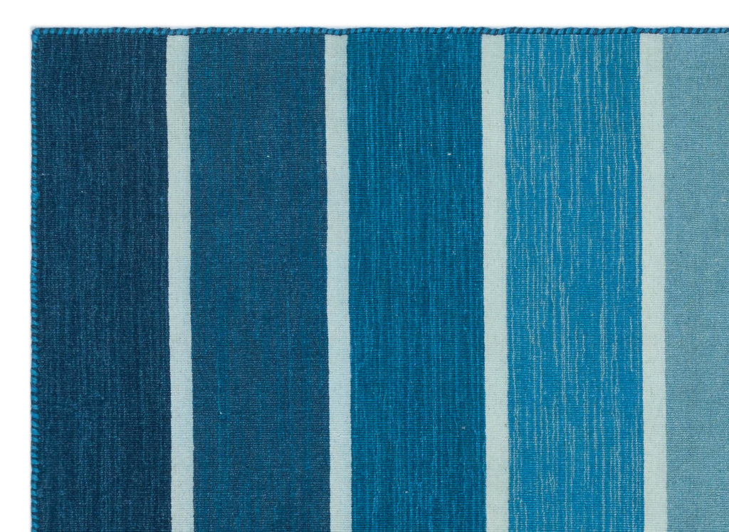 Striped Over Dyed Kilim Rug 4'2'' x 5'8'' ft 126 x 173 cm