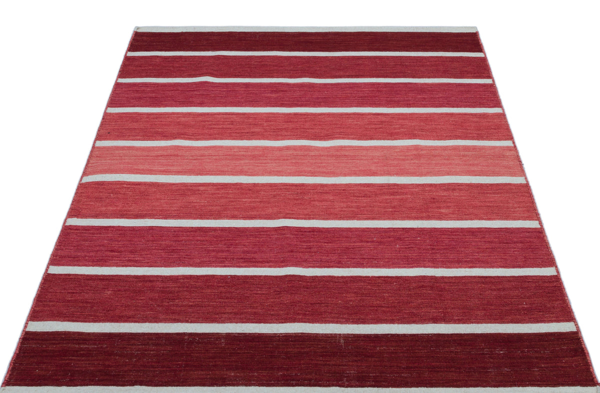 Striped Over Dyed Kilim Rug 4&#39;2&#39;&#39; x 5&#39;11&#39;&#39; ft 128 x 180 cm