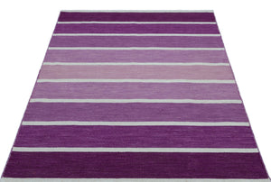 Striped Over Dyed Kilim Rug 4'0'' x 5'11'' ft 122 x 180 cm