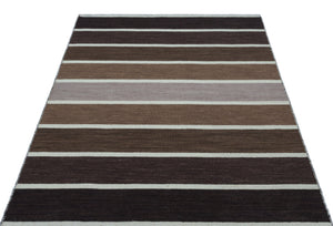 Striped Over Dyed Kilim Rug 4'0'' x 5'11'' ft 122 x 180 cm