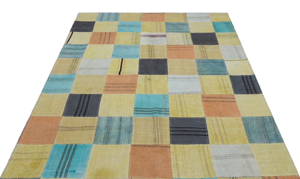 Mixed Over Dyed Kilim Patchwork Unique Rug 5&#39;4&#39;&#39; x 7&#39;8&#39;&#39; ft 162 x 234 cm