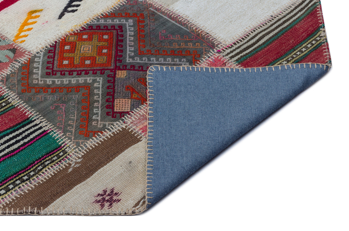 Naturel Over Dyed Kilim Patchwork Unique Rug 5&#39;4&#39;&#39; x 8&#39;1&#39;&#39; ft 162 x 247 cm