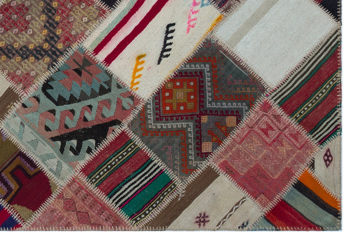 Naturel Over Dyed Kilim Patchwork Unique Rug 5&#39;4&#39;&#39; x 8&#39;1&#39;&#39; ft 162 x 247 cm