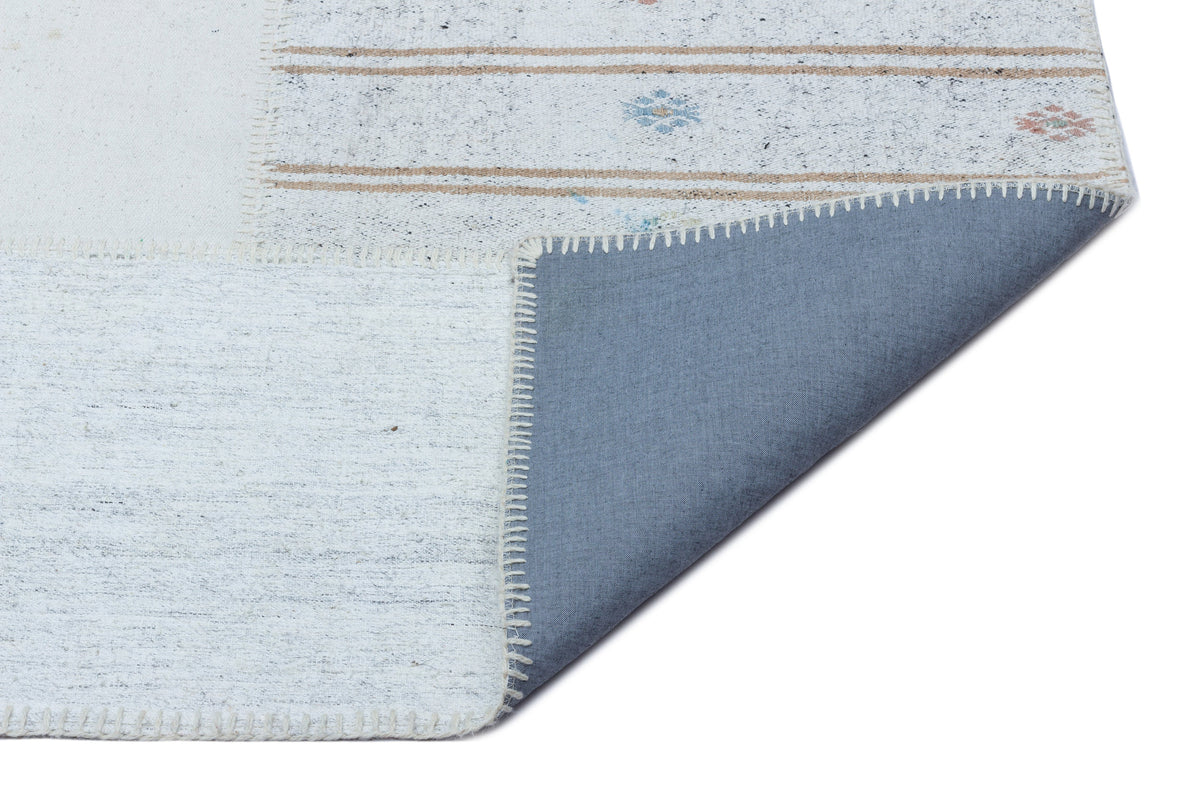 Striped Over Dyed Kilim Patchwork Unique Rug 5&#39;3&#39;&#39; x 7&#39;3&#39;&#39; ft 161 x 222 cm