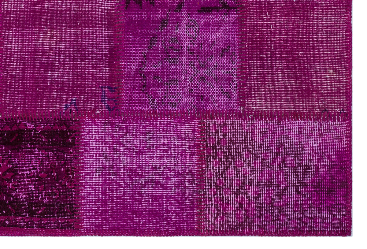 Fuchsia Over Dyed Patchwork Unique Rug 3&#39;11&#39;&#39; x 5&#39;11&#39;&#39; ft 120 x 180 cm