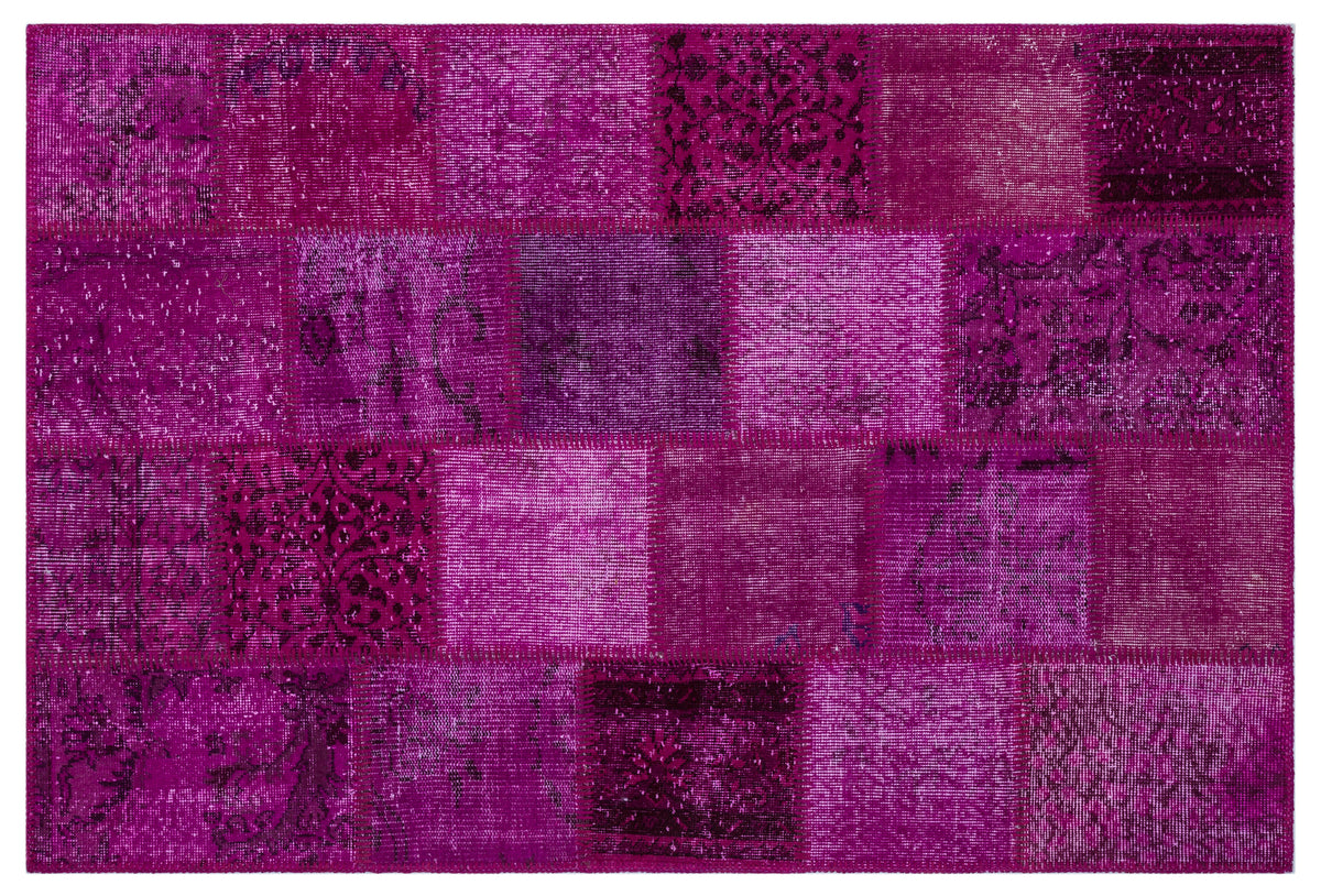 Fuchsia Over Dyed Patchwork Unique Rug 3&#39;11&#39;&#39; x 5&#39;11&#39;&#39; ft 120 x 180 cm