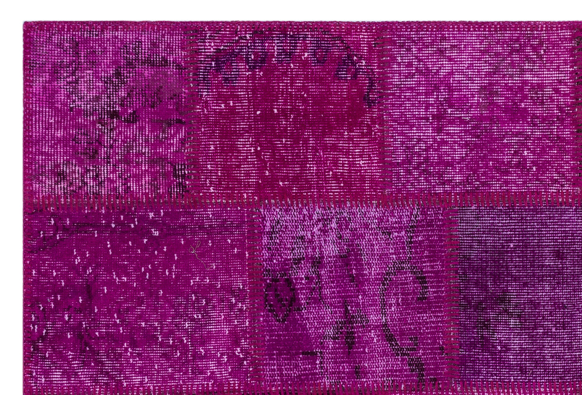 Fuchsia Over Dyed Patchwork Unique Rug 3&#39;11&#39;&#39; x 5&#39;11&#39;&#39; ft 120 x 180 cm