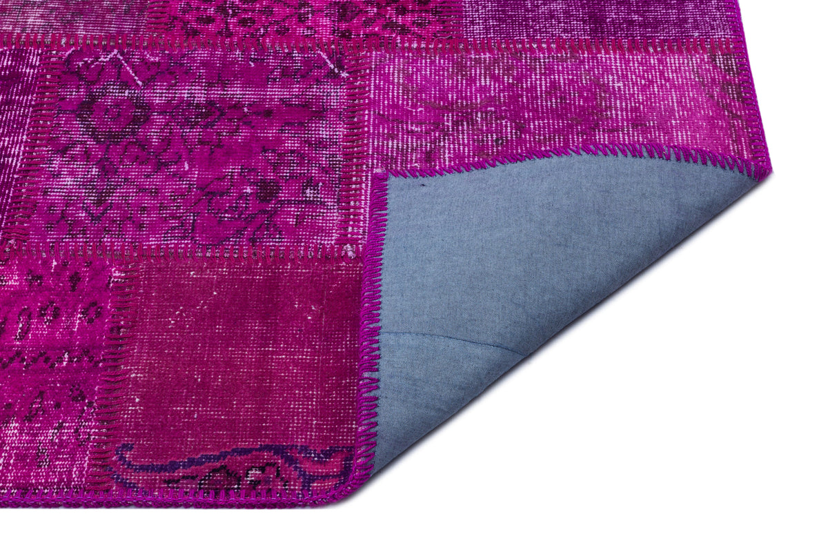 Fuchsia Over Dyed Patchwork Unique Rug 3&#39;11&#39;&#39; x 5&#39;11&#39;&#39; ft 120 x 180 cm