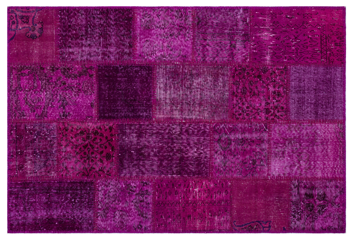 Fuchsia Over Dyed Patchwork Unique Rug 3&#39;11&#39;&#39; x 5&#39;11&#39;&#39; ft 120 x 180 cm