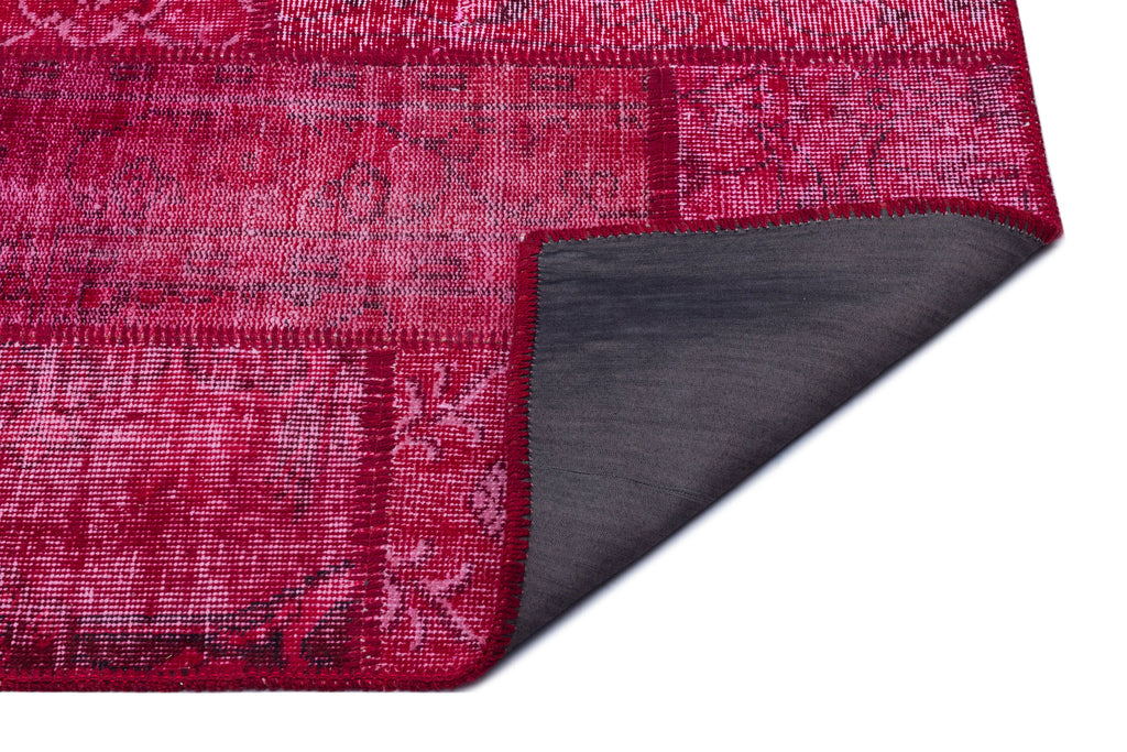 Red Over Dyed Patchwork Unique Rug 3'11'' x 5'11'' ft 120 x 180 cm