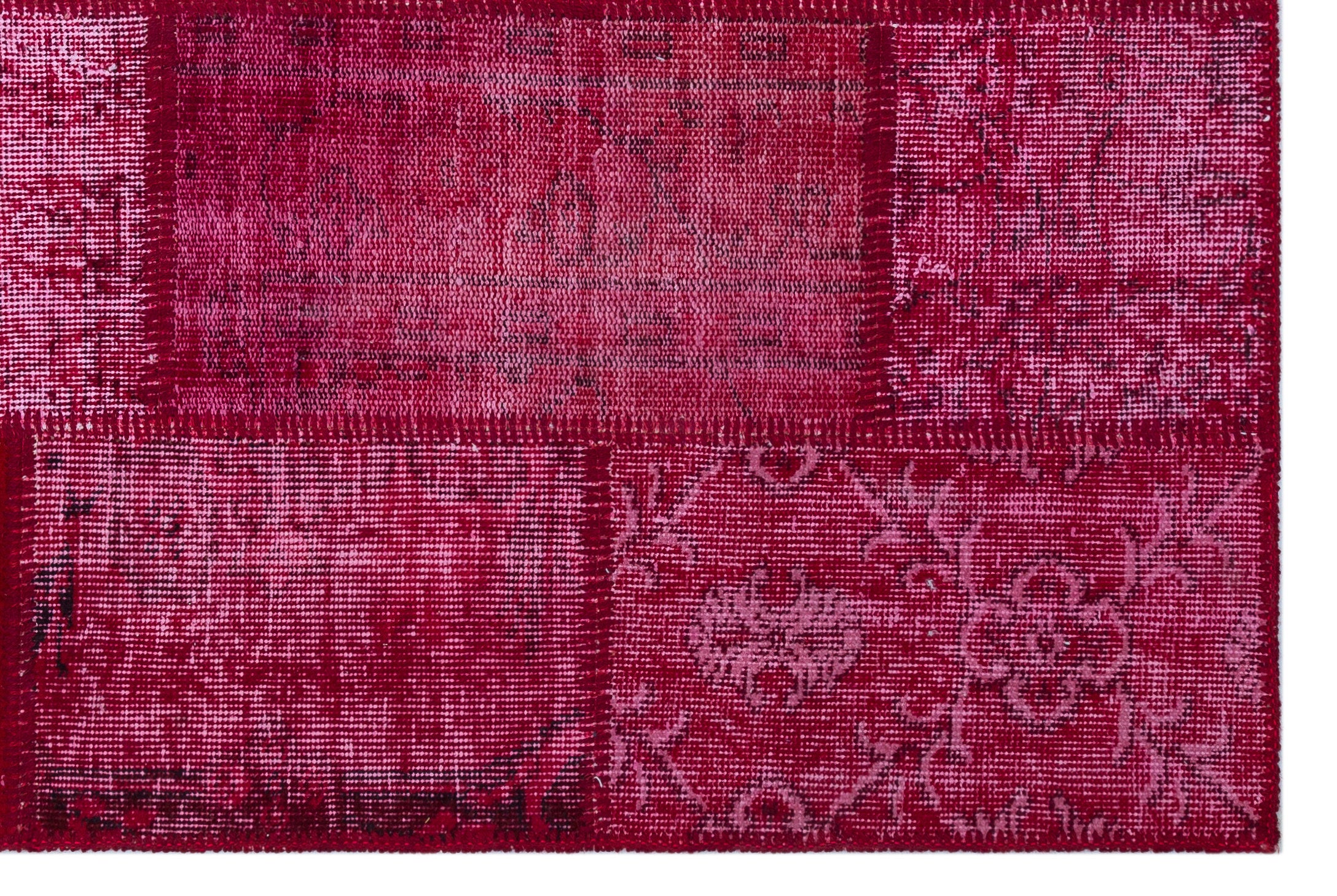 Red Over Dyed Patchwork Unique Rug 3'11'' x 5'11'' ft 120 x 180 cm