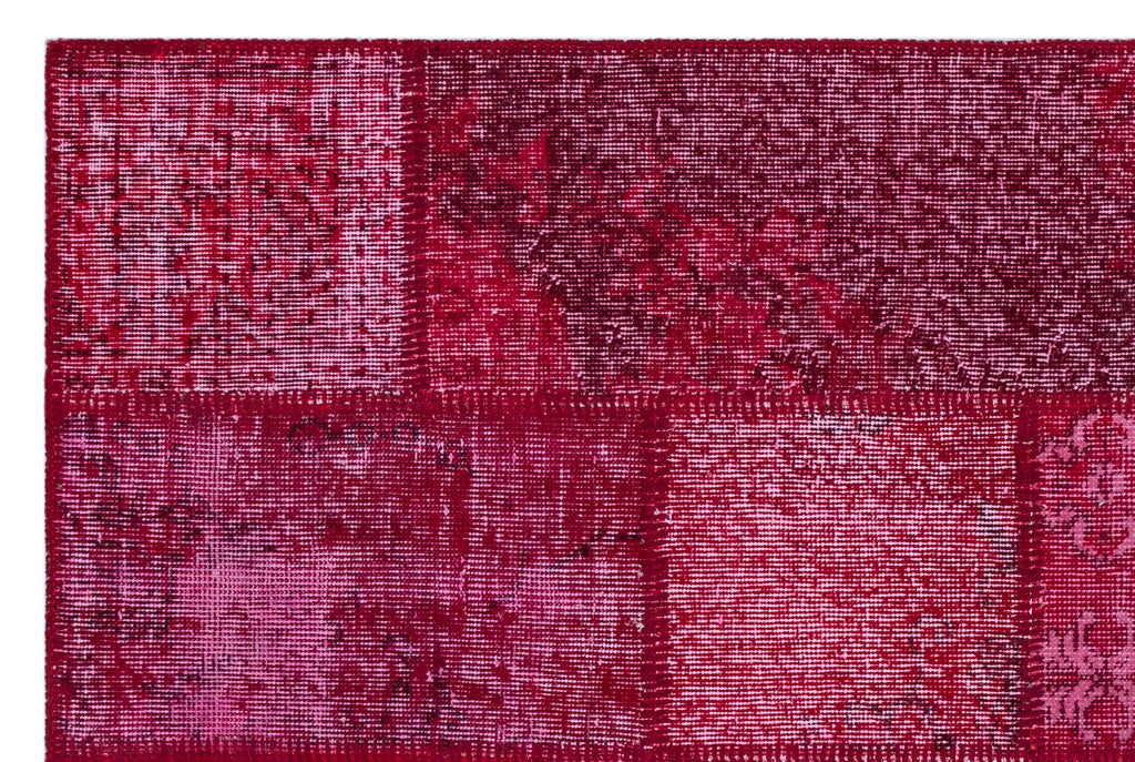Red Over Dyed Patchwork Unique Rug 3'11'' x 5'11'' ft 120 x 180 cm