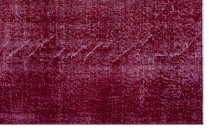 Fuchsia Over Dyed Vintage Rug 3'11'' x 6'4'' ft 119 x 194 cm