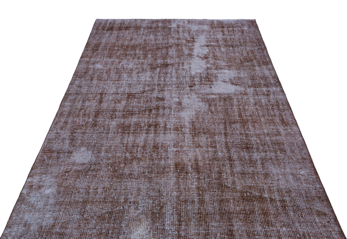 Brown Over Dyed Vintage Rug 5&#39;1&#39;&#39; x 8&#39;7&#39;&#39; ft 154 x 262 cm