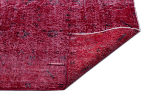 Fuchsia Over Dyed Vintage Rug 5'3'' x 8'3'' ft 161 x 252 cm