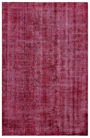Fuchsia Over Dyed Vintage Rug 5'3'' x 8'3'' ft 161 x 252 cm