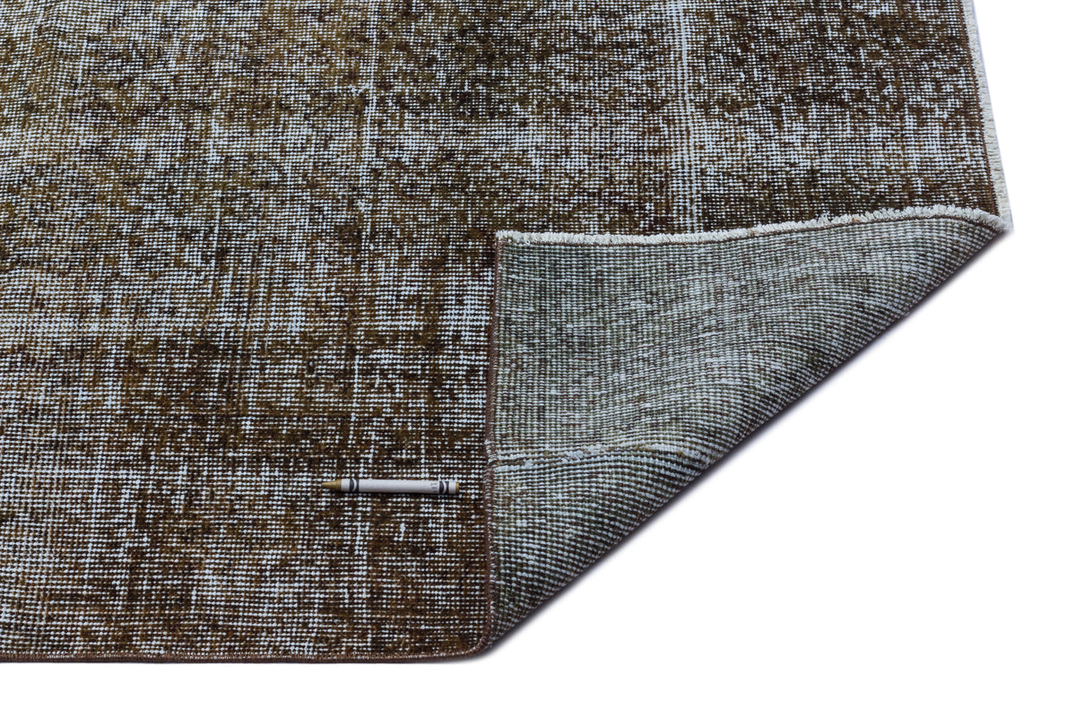 Brown Over Dyed Vintage Rug 6&#39;5&#39;&#39; x 10&#39;2&#39;&#39; ft 195 x 311 cm